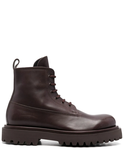 Officine Creative Wisal Lace-up Combat Boots In Brown