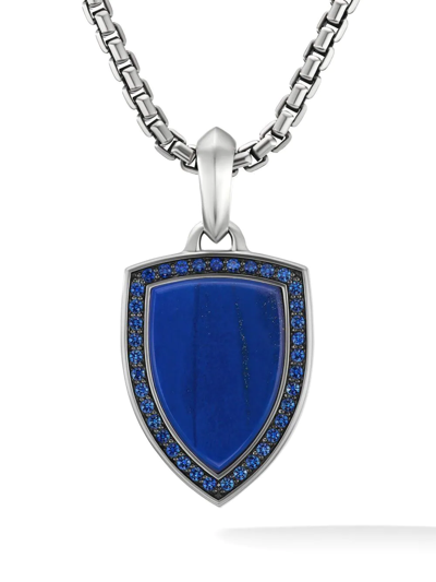 David Yurman Sterling Silver Shield Sapphire Amulet