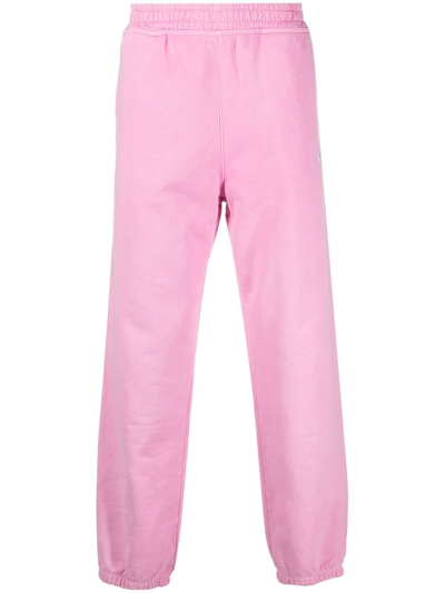 Stussy Embroidered-logo Cotton Joggers In Rose-pink