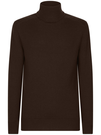 Dolce & Gabbana Cashmere Roll-neck Jumper In Brown