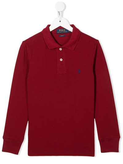 Ralph Lauren Embroidered-logo Long-sleeved Polo Shirt In Rot
