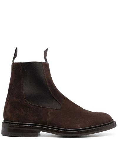 Tricker's Suede Chelsea Boots In Brown