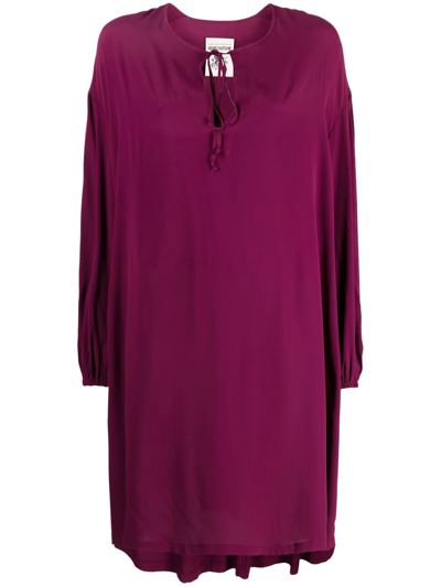 Semicouture Tie-fastened Flared Dress In Violett