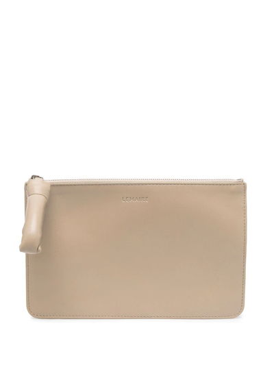 Lemaire A5 Logo-debossed Leather Wallet In Nude