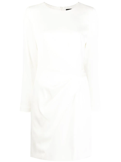 Paule Ka Draped-detail Long-sleeve Mini Dress In Weiss