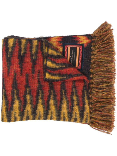 Pierre-louis Mascia Fringed Intarsia-knit Scarf In Yellow