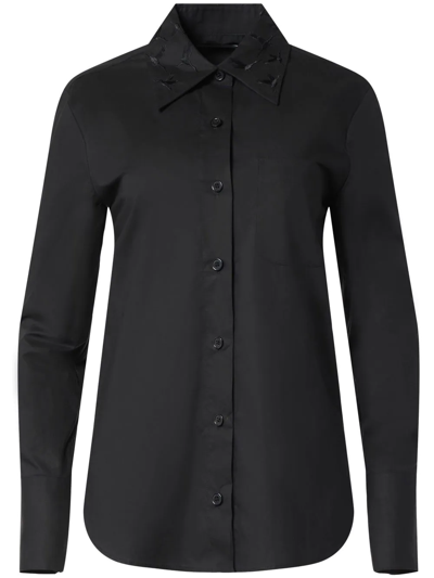 Equipment Quinne Embroidered Cotton Shirt In Black