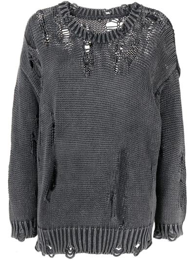 R13 Distressed Oversized Sweater In Acid Black | ModeSens