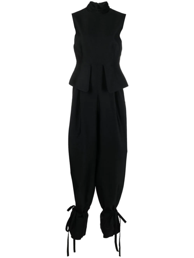 Rochas Luxury Wool & Silk Wide-leg Jumpsuit In Black