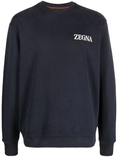 ZEGNA CHEST LOGO-PRINT DETAIL SWEATSHIRT