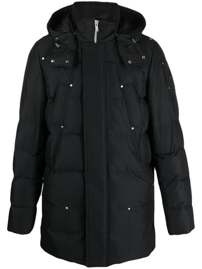 Moose Knuckles Black Cotton Blend Stirling Parka Coat In Nocolor