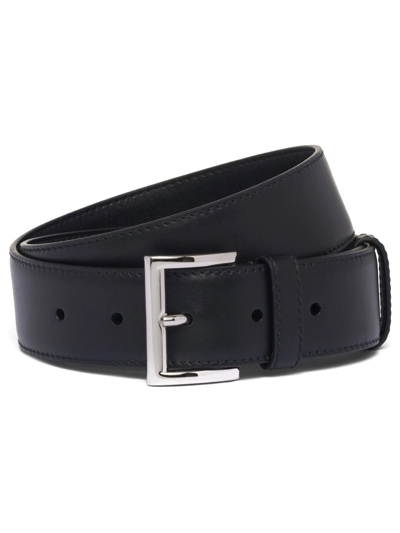 Prada Logo Plaque Square-buckle Belt In Schwarz