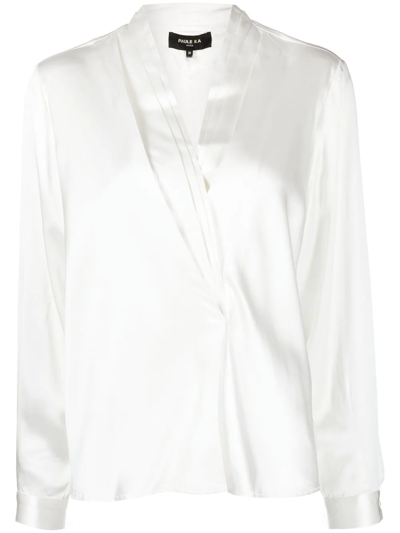 Paule Ka Silk V-neck Blouse In White