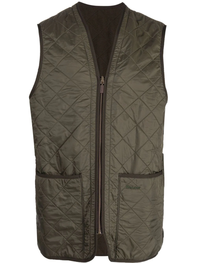 Barbour Quilted Zipped-up Gilet In Green