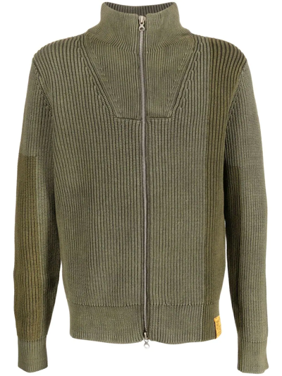 Alexander Wang Cardigan A Intarsio In Misto Cotone In Green