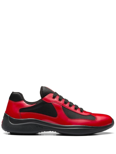 new america's cup patent leather and technical fabric sneakers