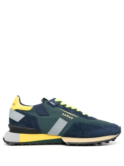 Ghoud Rush Groove Sneakers In Blue And Yellow Suede In Blu/giallo