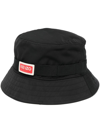 Kenzo Side Logo-patch Detail Bucket Hat In Schwarz