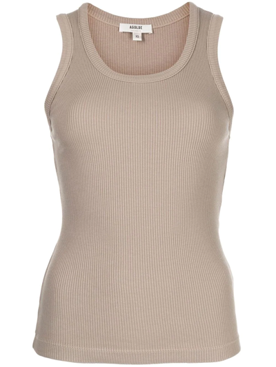 Agolde Poppy Sleeveless Tank Top In Donut Almond Brown