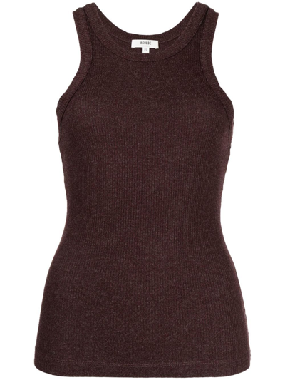 Agolde Bailey Ribbed Tank Top In Brown,purple