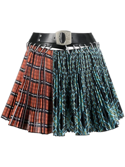 Chopova Lowena Mix-print Belted Skirt In Schwarz