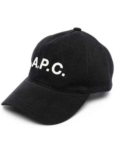 A.p.c. Logo Embroidery Cap In Black