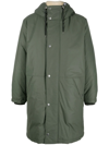 Apc Hooded Mid-length Parka In Green