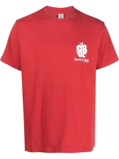 Sporty And Rich Logo-print T-shirt In Rot