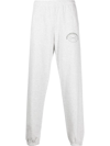 Sporty And Rich Lion Crest Brand-print Tapered-leg Relaxed-fit Stretch-cotton Jogging Bottoms In Grau