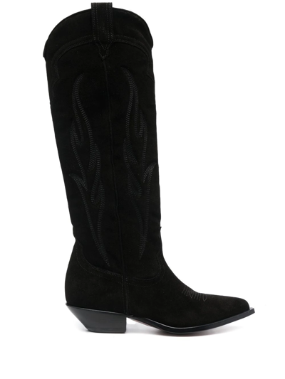 Sonora Roswell 35 Texan Ankle Boots In Black Suede