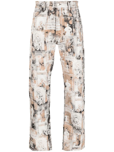 Aries Santino Lilly Saint-jacquard Jeans In Multicolor