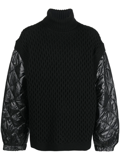 Juunj Panelled Wool Jumper In Schwarz