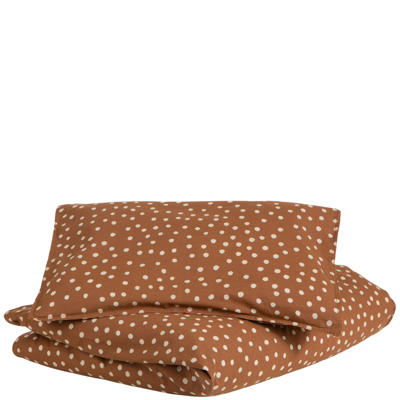 Buddy & Hope Gots Dotted Crib Bedding Set Cinnamon In Brown