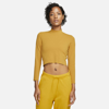 Nike Women's  Yoga Dri-fit Luxe Long Sleeve Crop Top In Brown