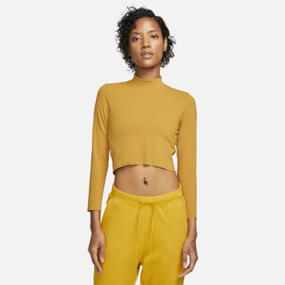 Nike Women's  Yoga Dri-fit Luxe Long Sleeve Crop Top In Brown