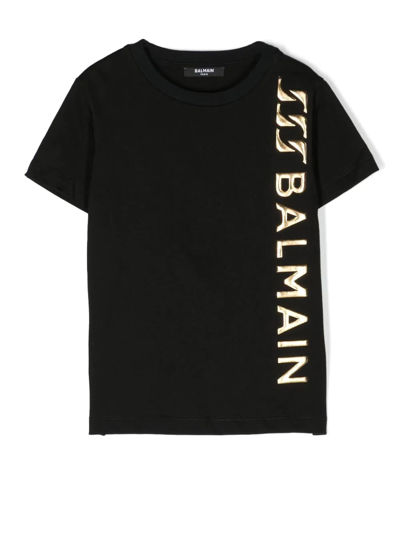 Balmain Logo-patch Short-sleeve T-shirt In Schwarz