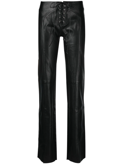 MIAOU LACE-FASTENED FAUX-LEATHER TROUSERS
