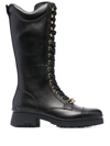 Liu •jo Nancy Lace-up Leather Boots In Schwarz