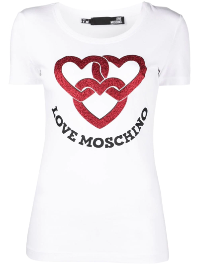 Love Moschino Logo-print Short-sleeve T-shirt In Optical White