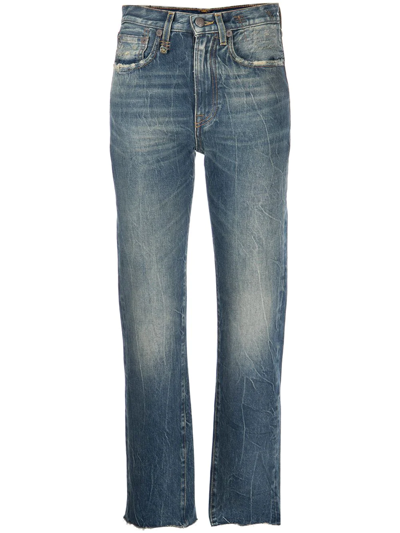 R13 Boy Straight-leg Cropped Jeans In Blau