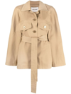 Low Classic Cropped Belted Trench Coat In Nude