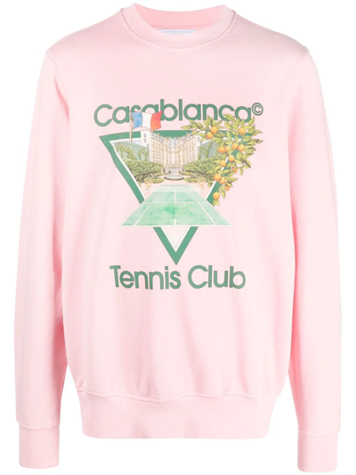 Casablanca Tennis Club Graphic-print Sweatshirt In Pink
