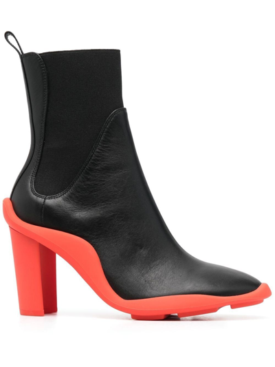 Msgm Heeled 90mm Leather Boots In Schwarz