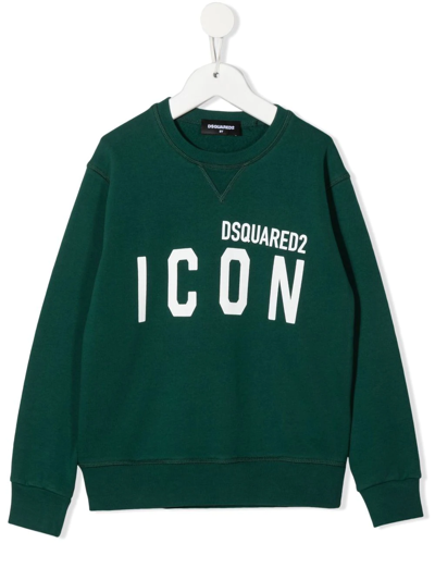 Dsquared2 Teen Icon-print Crew-neck Sweatshirt In Grün