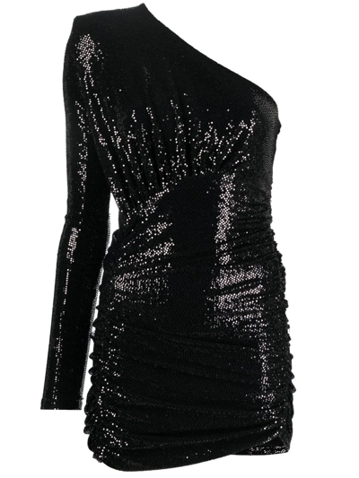 Alexandre Vauthier One-shoulder Sequin-embellished Minidress In Black
