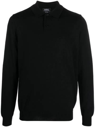 Apc Wool Polo-collar Jumper In Black