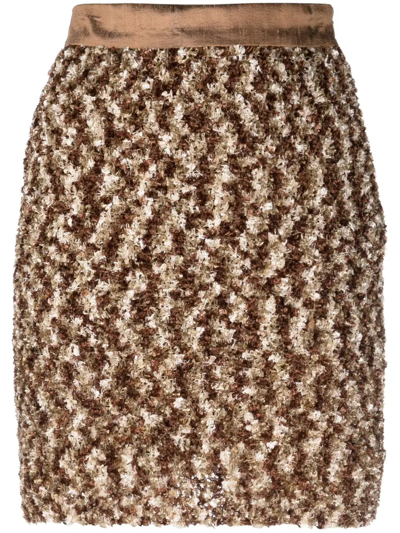 Lukhanyo Mdingi Mélange-effect Mini Skirt In Braun