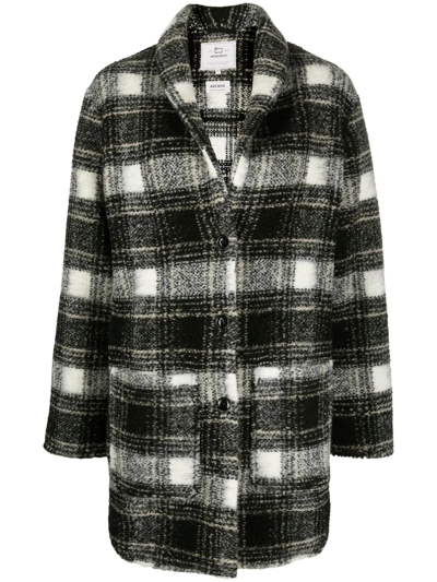 Woolrich Checked Button-fastening Coat In Black