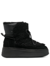 Ash Moboo Faux Fur Lace-up Snow Boots In Black/black