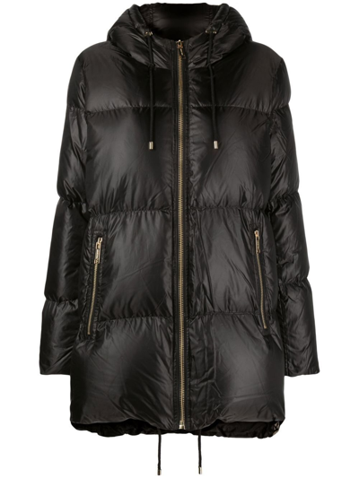 Michael Michael Kors Hooded Puffer Jacket In Schwarz